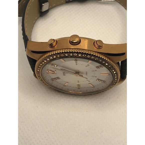 Fossil FTW5016 Women's Black Leather Analog White Dial Hybrid Smart Watch HO395 - Picture 6 of 9